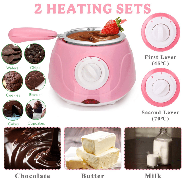 Mini Chocolate Melting Pot, Fondue Fountain, Warmer Machine for Milk,Cheese, Butter, Candy