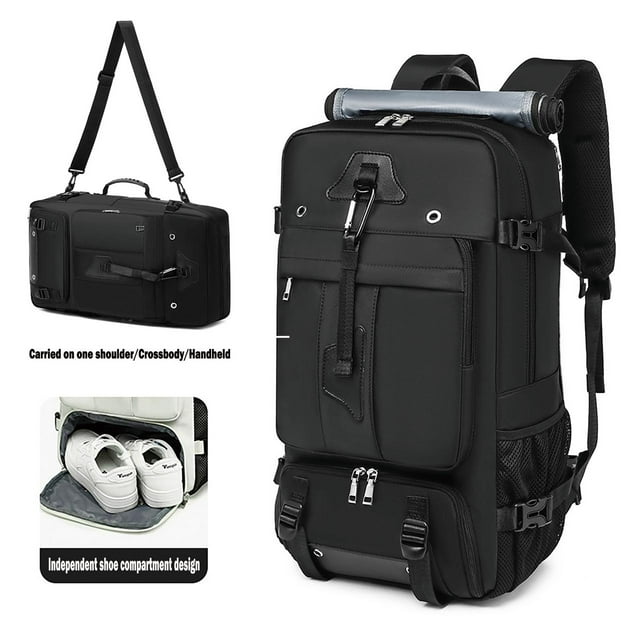 New Fashionable And Advanced Feeling Extra Larger 50L Travel Backpack For Adults, Men Women, Waterproof, Suitable For Hiking, Mountain Climbing, Business Trips Laptop Backpack Boarding Bag,Black