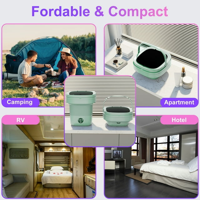 12L Portable Washing Machine, Mini Foldable Washer for Apartment, Camping, RV, Travel, Underwear, Socks, Baby Clothes