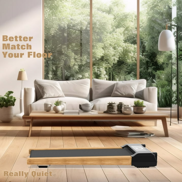 FLIMDER Walking Pad, High Grade Wood Under Desk Treadmill 300LBS Capacity, Max 3.5 HP Electric Treadmill for Home Office Installation-Free with Remote Control LED Display ,Sound Quality Speaker