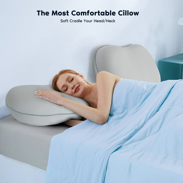 HIJOB Ergonomic Pillows for Neck Pain Relief, Breathable Cervical Memory Foam Pillow for Side Back Stomach Sleepers