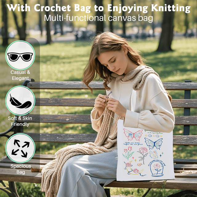 BCOOSS Crochet Kit for Beginners Adults 73PCS Crochet Hook Set with Crochet Yarn Canvas Tote Bag Crochet Accessories and Supplies