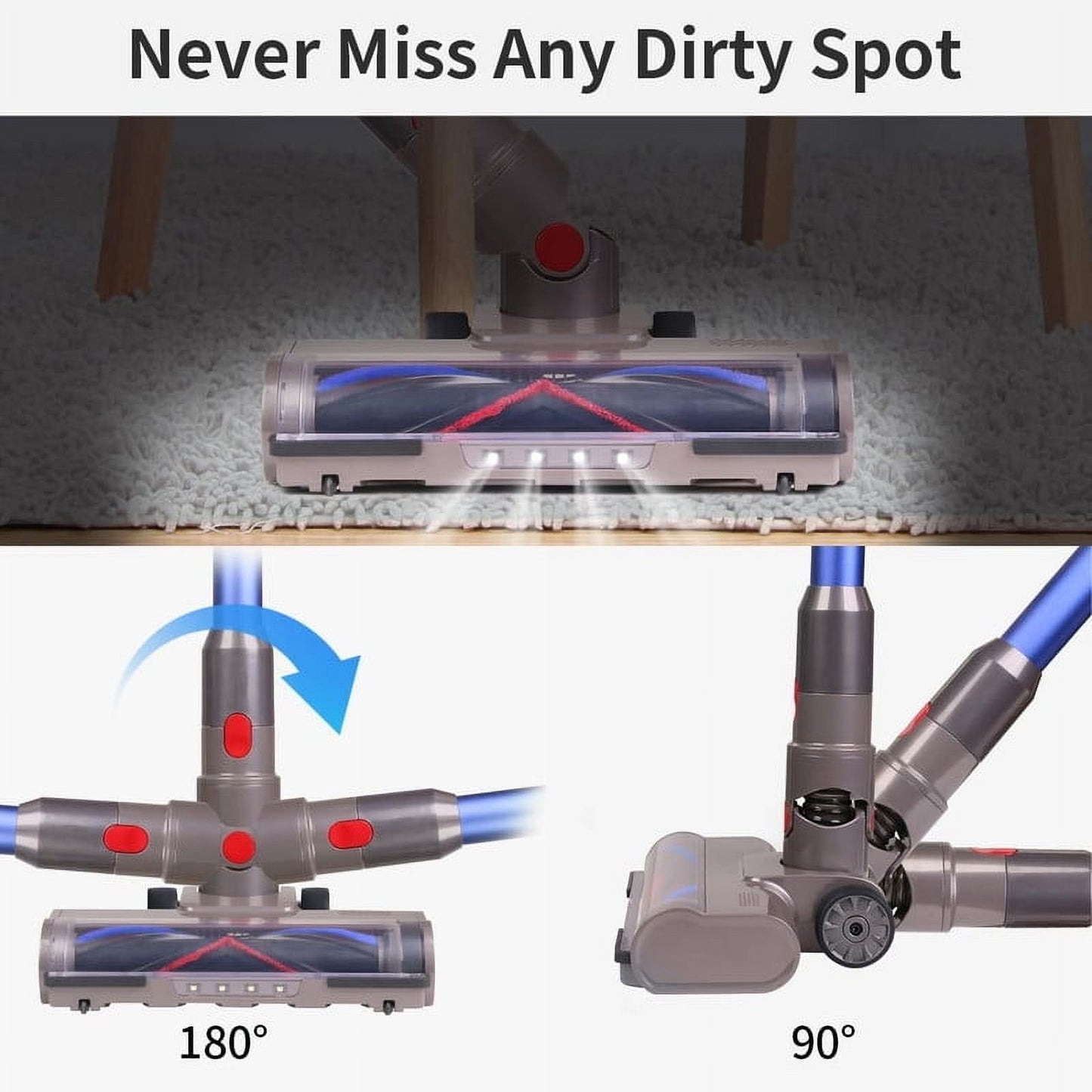 Upgraded Vacuum Floor Brush for Universal Vacuum Cleaners, Shape Turbo Bristle Roller Brush Cleaner Head Replacement Parts, Inner Diameter with Horse Hair Soft Bristles