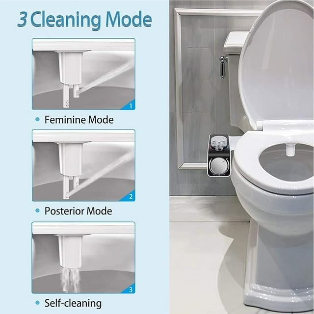 Bidet Attachment for Toilet Seat, Hot and Cold Water Bidet Toilet Seat Attachment, Non-Electric Bidet with Dual Nozzle, Adjustable Water Pressure, Rear and Feminine Wash