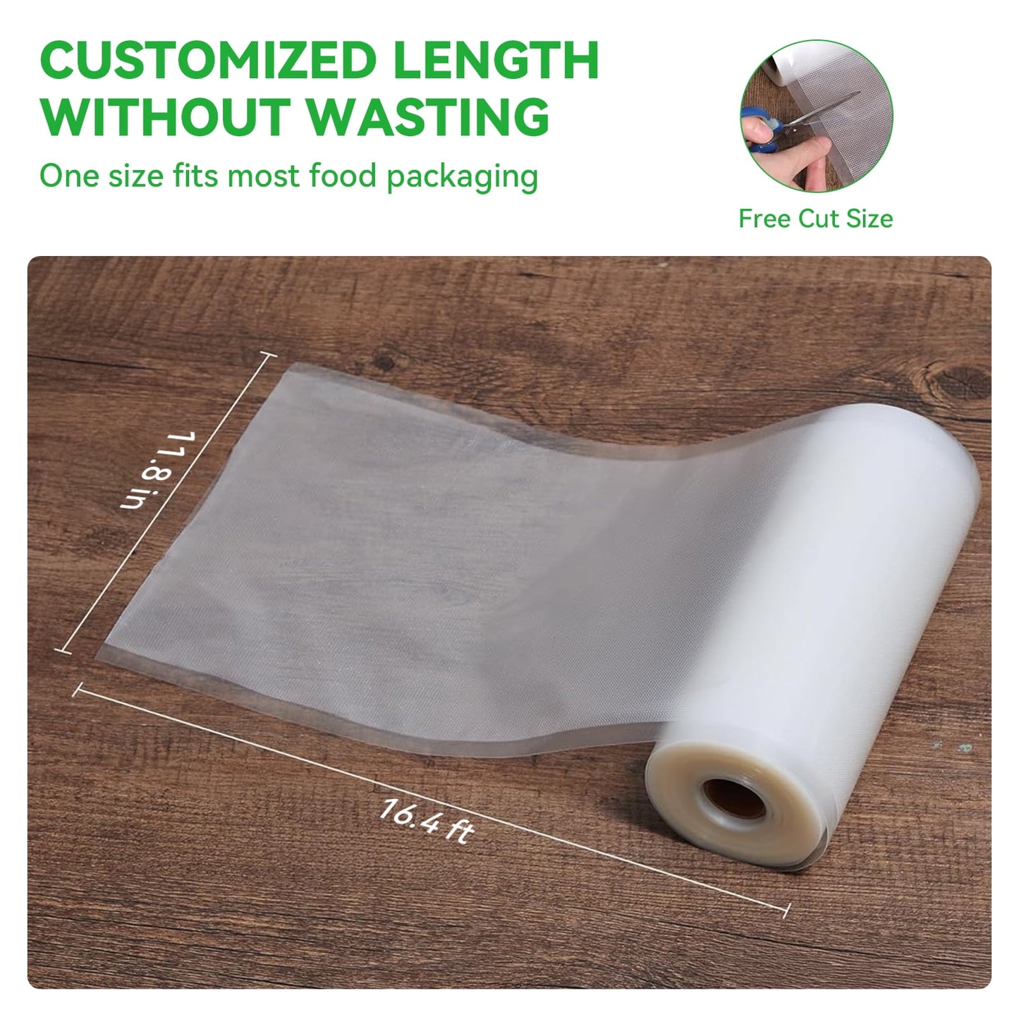 Torio BPA-Free Vacuum Sealer Bags, 2 Rolls (11.8" x 16.4') for Freezer & Sous Vide Cooking