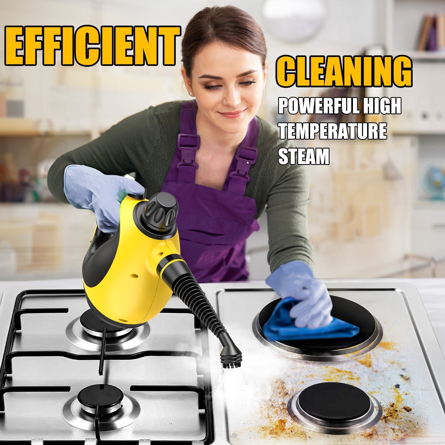 LOHEER Handheld Steam Cleaner, 10 in-1 Handheld Steamer for Cleaning, Upholstery Steam Cleaner for Surface Cleaning Home, Sofa, Car, Office