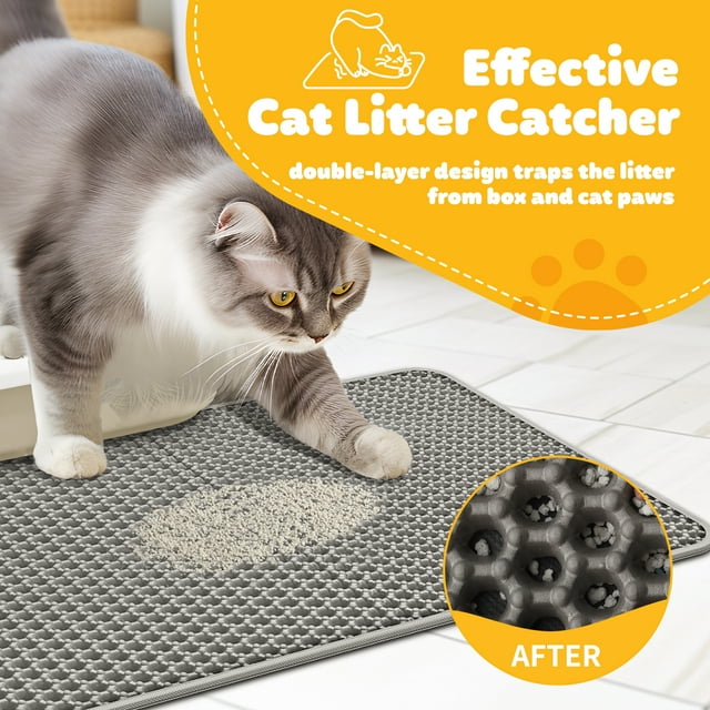 Powools Cat Litter Mat Litter Trapping Mat - 24'' × 15'' Water-Resistant, Urine-Proof, Non-Slip Litter Box Mats