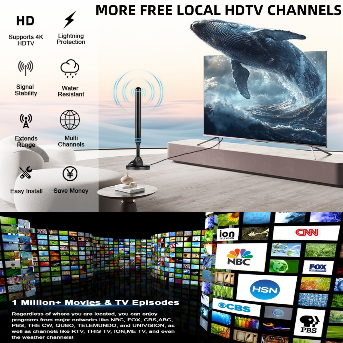 TV Antennas Indoor HD Amplified TV Antennas tv antennas for free channels