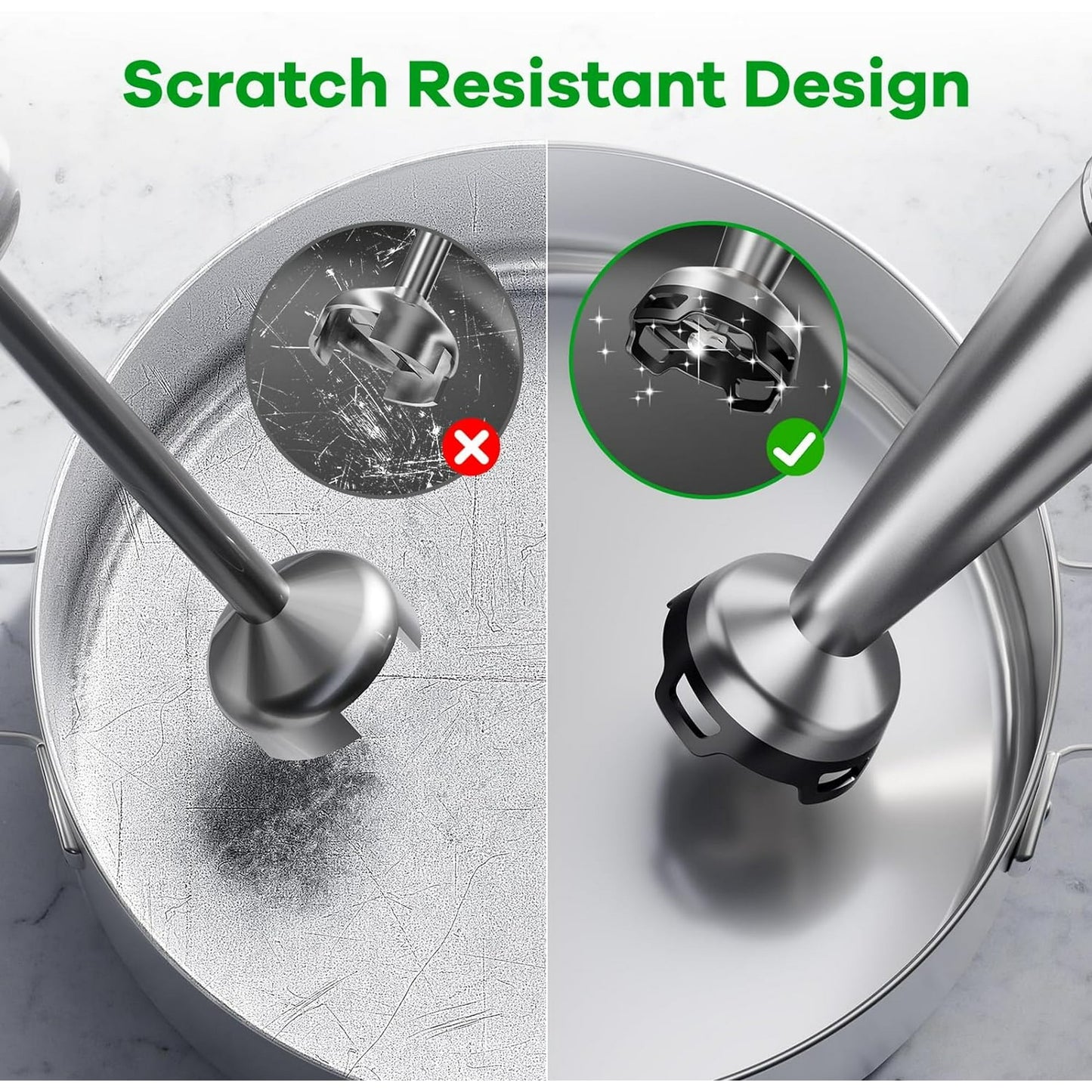 Immersion Blender Handheld Hand Blender 1100W, Trigger Variable Speed 5 in 1 Stick Blender, Emulsion Blender with Chopper, Whisk and Frother for Soup, Baby Food and Smoothies