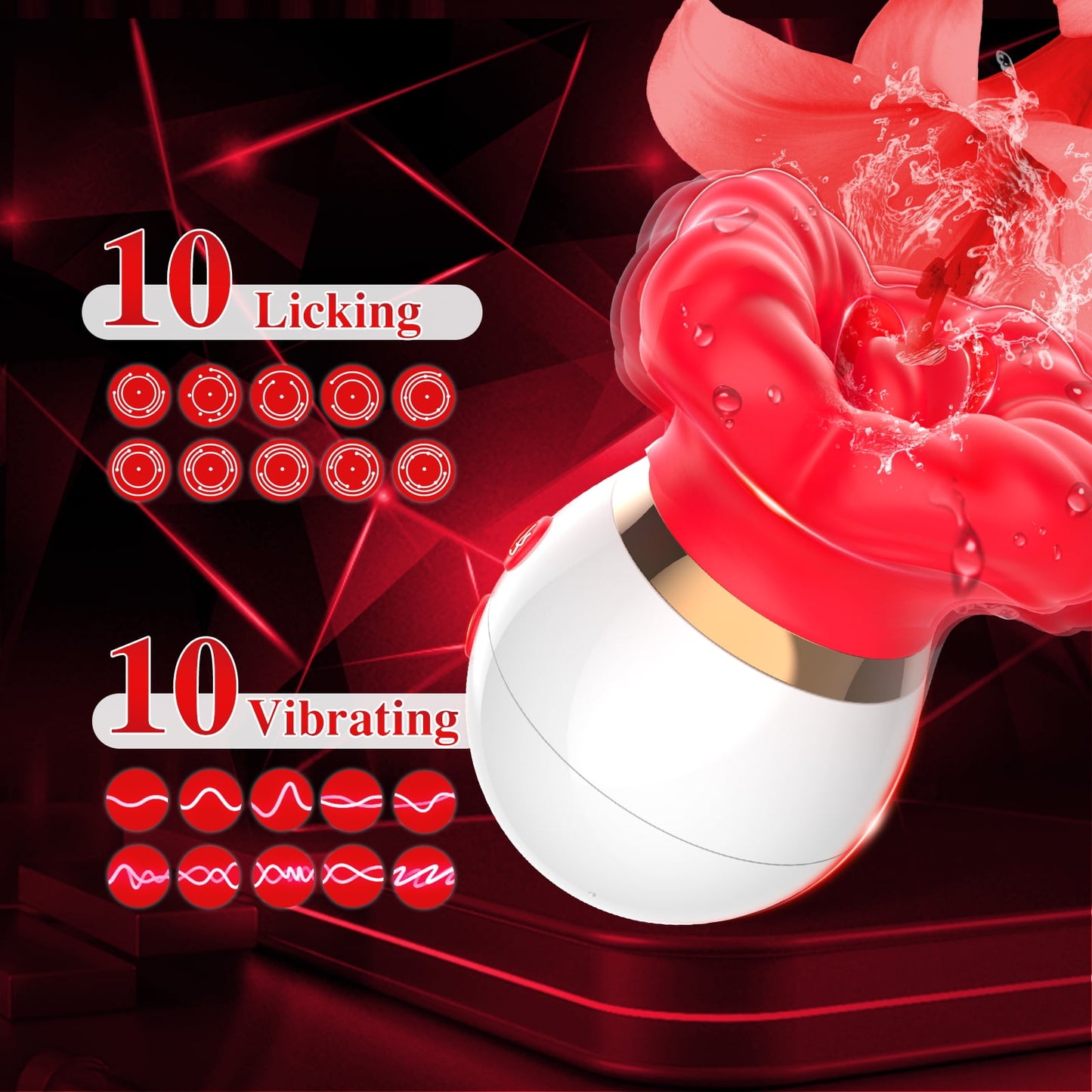 Vibrator Adult Sex Toys for Women - 3IN1 Mouth Sucking Vibrator Rose Sex Toy, 3 Tongue Licking & 10 Vibrating Modes Adult Toys, G Spot Vibrators Female Couples Sex Toys