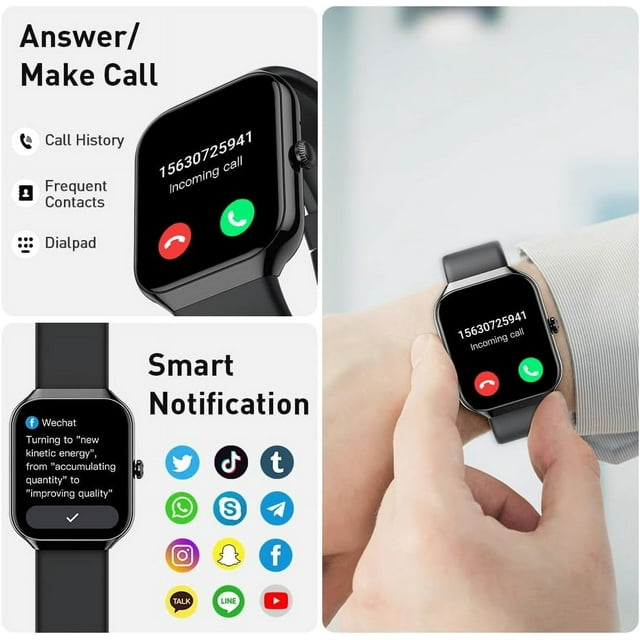 Smart Watch for Android and iPhone, 1.96" Fitness Activity Tracker with 110+ Sport Modes, IP68 Waterproof Smartwatch(Answer/Make Call/Message Reminder) for Men Women, Perfect Gift for Holidays