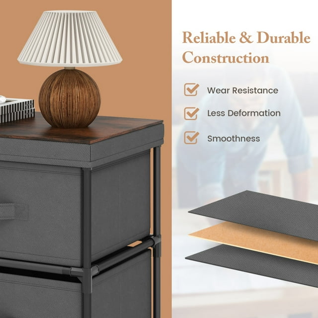 Resenkos 2 Drawer Grey Nightstand Set of 2 for Bedroom Modern Bedside Table, Wood Finish Accent Table