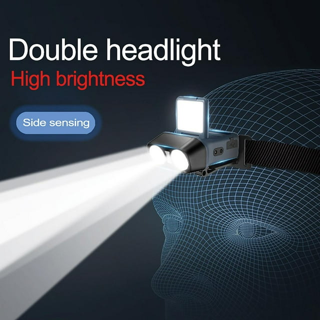 Juyafio New Multifunctional Induction Headlamp USB Rechargeable 3000Lux Super Bright. with A Reading Light And Infinite Dimming, Clip On Cap,Suitable For Camping&Hiking , Overnight Battery Life