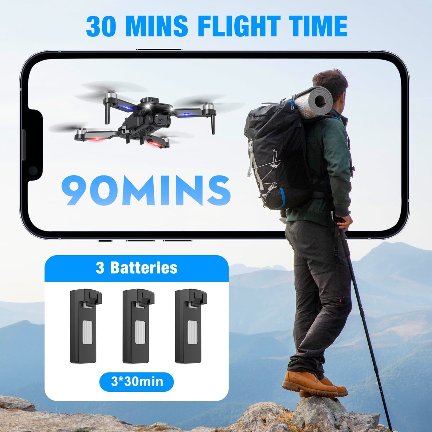 AUOSHI Drones with Camera for Adults 6K, 1080P FPV RC Quadcopter for Kids Beginners with 3 Batteries, Foldable, Brushless Motor, 3D Flips,One Key Take off/Land, Black