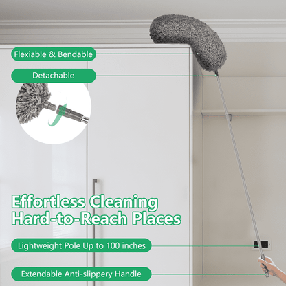 SUGARDAY Feather Duster with Extension Handle for Cleaning High Ceiling Areas Fan