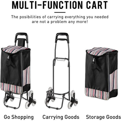 Folding Shopping Cart, Grocery Wagon, Fishing Cart, Garden Carts Wagons With Wheels Stair Climbing Dolly