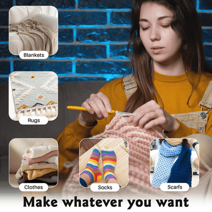 BCOOSS Crochet Kit for Beginners Adults 73PCS Crochet Hook Set with Crochet Yarn Canvas Tote Bag Crochet Accessories and Supplies