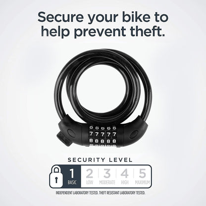 SUGARDAY Bike Lock with Combination 4 ft Bicycle Lock Secure 5 Digit Resettable Cable Lock
