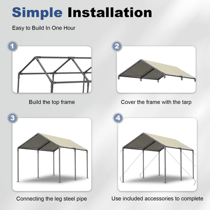 GREZONE 10' x 20' x 9.2' Gray Heavy Duty Portable Carports
