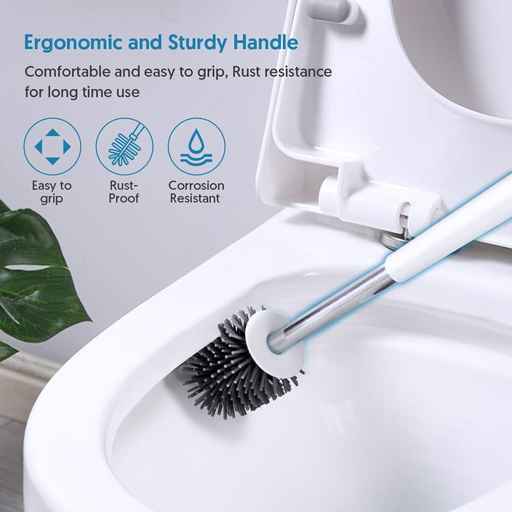 SUGARDAY Toilet Bowl Brush Cleaner and Caddy Holder Set Toilet Scrubber for Bathroom 1 Pack