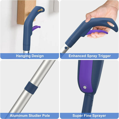 SUGARDAY Spray Dust Mop for Floor Cleaning Wet Dry Mop with 2 Refillable Bottle 4 Washable Pads