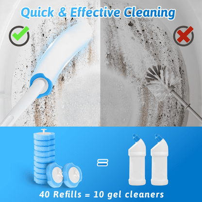 SUGARDAY Disposable Toilet Bowl Brush Cleaner 1 Pack with 40 Toilet Refills