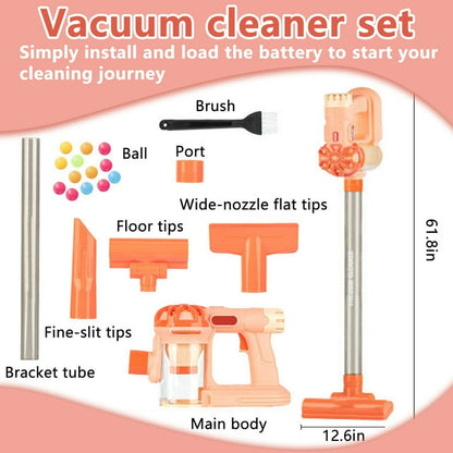 Toy Vacuum Cleaner,Toddler Vacuum Cleaner,4 in 1 Kids Cleaning Set,Kids Working Toy Vacuum Cleaner with Real Suction,Pink,Gift for Girls Age 4-8