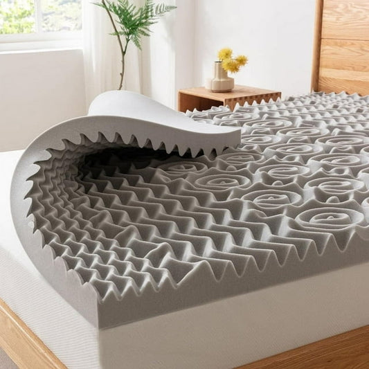 3 Inch Mattress Topper, 7-Zone Memory Foam Mattress Topper for Back Pain& Pressure Relief, Gray, Queen Size