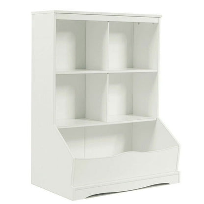 Resenkos 3-Tier Children's Multi-Functional Bookcase Toy Storage Bin Floor Cabinet-White, Kids Toy Storage for Kids, Boys, Girls, Nursery