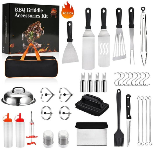 43 Piece Griddle Accessories Kit,with Basting Cover,for BBQ and Flat Top Grill Spatula Set