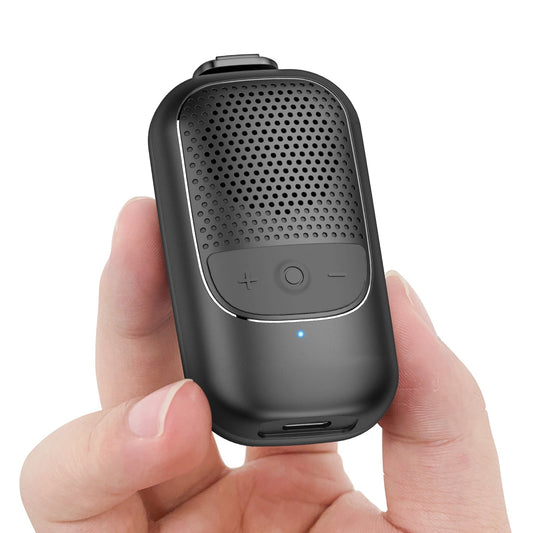 53g Wearable Bluetooth Speaker Clip-On Wireless Water-Resistant Portable Speaker 24H Battery Life Clip Speaker with Microphone Large Tactile Control Buttons for Hands-Free Music/Calls Black
