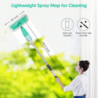 BCOOSS Spray Mops for Floors Cleaning Microfiber Dry Wet Mop 360 Degree Spin Dust Mop with 3 Washable Mop Pads & 635ML Refillable Bottle