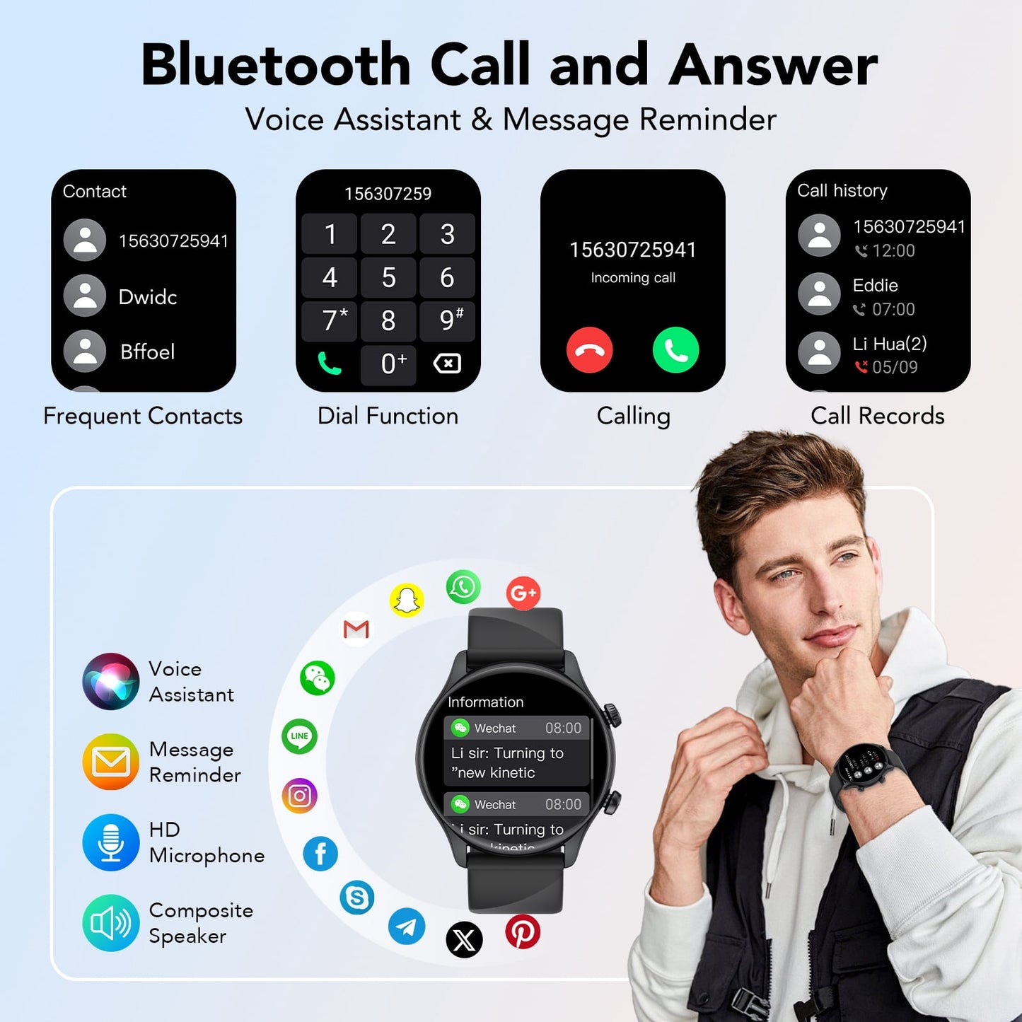 2025 New Men's Smart Watch, 1.39" HD Screen Fitness Tracker with Bluetooth Calling (Answer/Make/Message), IPX8 Waterproof, 100+ Sports Modes, Smartwatch for Android and lPhone, for Gift Black