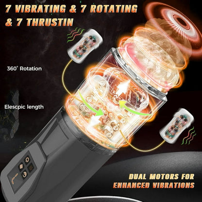 KERERO Automatic Male Masturbator with 7 Vibrating & Rotating & Thrusting & Licking,Male Masturbator Stroker for Men,3D Textured Waterproof Male Adult Toys