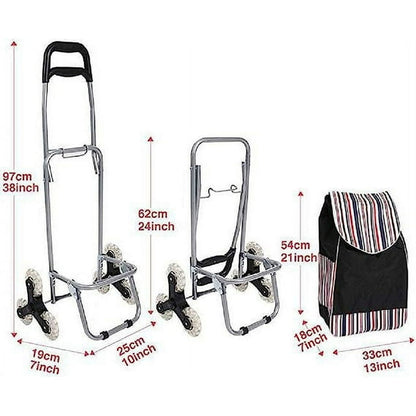 Folding Shopping Cart, Grocery Wagon, Fishing Cart, Garden Carts Wagons With Wheels Stair Climbing Dolly