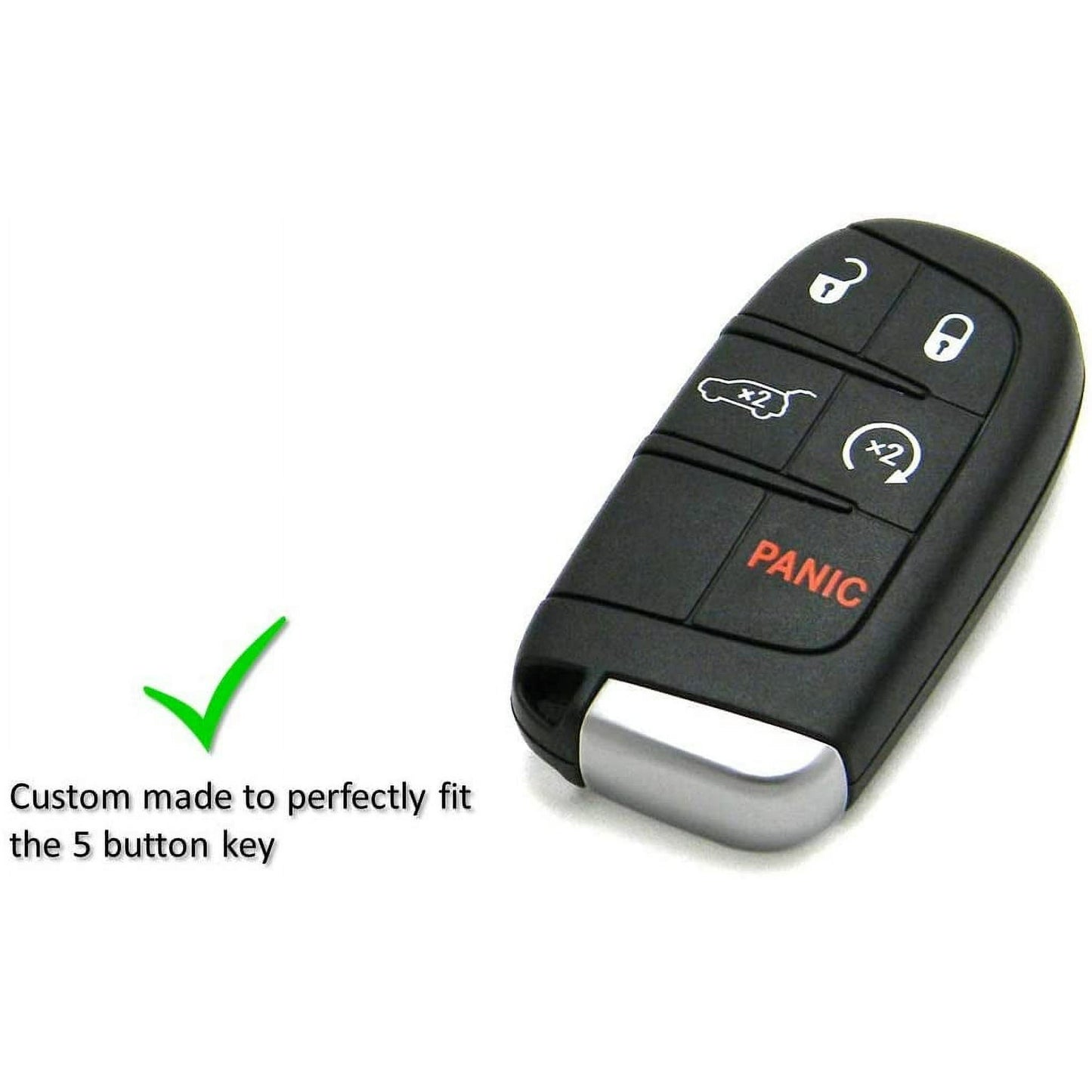 Autobase Silicone Key Fob Cover for Jeep Grand Cherokee Renegade Compass Dodge Challenger Charger Dart Durango Journey Chrysler 200 300 | Car Accessory | Key Protection Case (Black, 2 Pcs)
