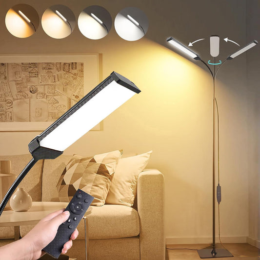 ACMETOP Floor Lamp, 18W 1800LM Super Bright LED Light Lamp with Remote, Dimmable Timing Eye Caring Reading Light Modern Standing Floor Lamp for Living Room Bedroom Office