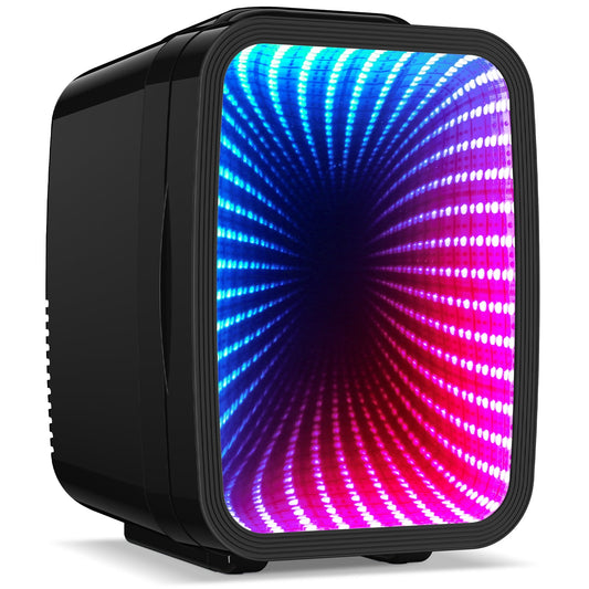 ACMETOP Mini Fridge, 4 Liter/6 Cans Small Refrigerator With Dimmable LED Light,AC/DC Portable Thermoelectric Cooler and Warmer for Bedroom,Office,Gaming room and Car (Black)