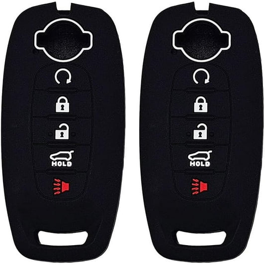 Autobase Silicone Key Fob Cover for 2023 2024 2025 Nissan Rogue Pathfinder Sentra | Rubber Remote Key Fob Protector Case with 5 Buttons - Black - 2 Pcs