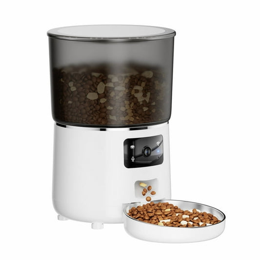 Automatic Cat Feeders with 304 Stainless Steel Bowl,4L Automatic Cat Food Dispenser with 1080P Camera,Tuya 2.4G&5G WIFI APP Remote Timed Feeding with Voice Call,Dual Power Supply