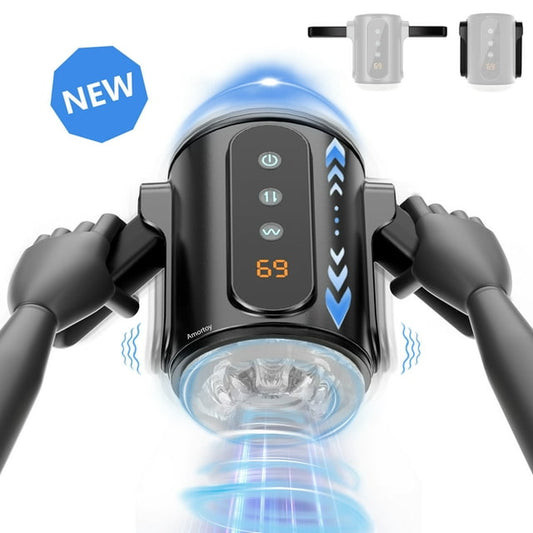 Automatic Male Masturbator Sex Toy with 9 Thrusting & Vibration Settings, AMOVIBE Penis Pump Male Sex Toys for men, Adult Toys Pocket with Foldable Handles, Male Stroker Adult Sex Toys