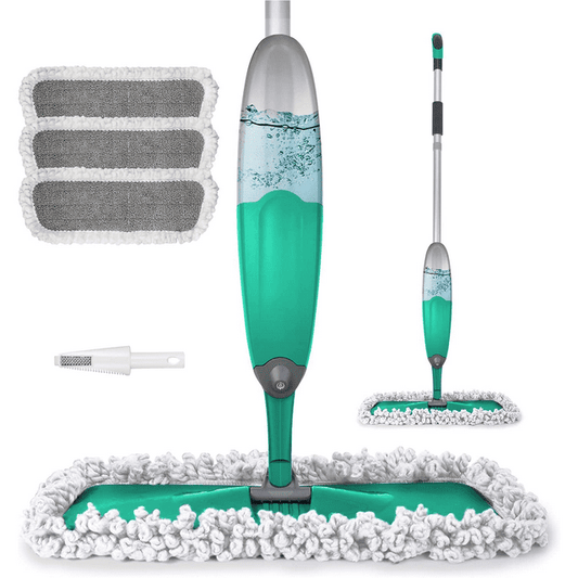 BCOOSS Spray Mops for Floors Cleaning Microfiber Dry Wet Mop 360 Degree Spin Dust Mop with 3 Washable Mop Pads & 635ML Refillable Bottle