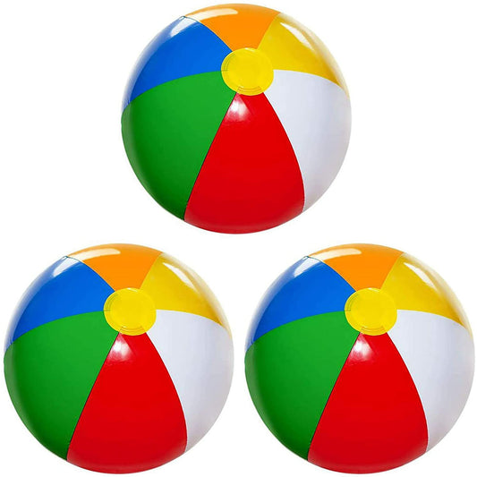 Beach Balls for Kids (3 Pack) Large 20" Inflatable Beach Ball, Classic Rainbow Color Pool Beach Toys, Pool Toys