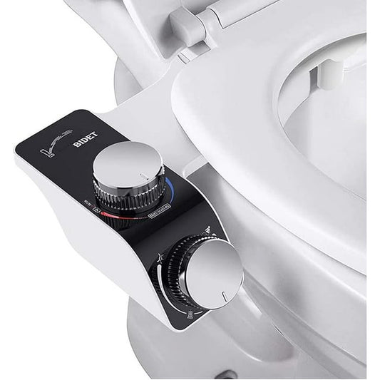 Bidet Attachment for Toilet Seat, Hot and Cold Water Bidet Toilet Seat Attachment, Non-Electric Bidet with Dual Nozzle, Adjustable Water Pressure, Rear and Feminine Wash