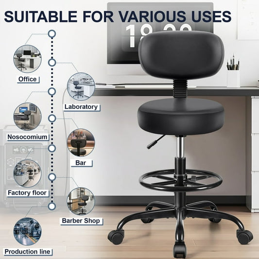 COOLHUT Ergonomic Cross Legged Swivel Chair, Meditation Chair with Back Support, PU Leather Adjustable Height Yoga Office Chair, Dark Gray