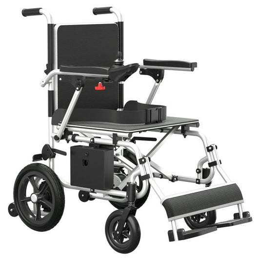 COOLHUT Lightweight Foldable Electric Wheelchair (only 42lbs), 12 miles Long Range All Terrain Smart Motorized Electric Wheelchair, Power Mobility Scooter with 360° Joystick, Silver