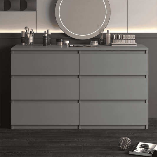 Canddidliike Storage Dresser Furniture Unit, 6 Drawer Tall Standing Organizer for Bedroom, Closet - Grey