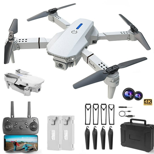 Casrra Drone with Dual 4K HD Cameras, FPV Foldable Drone for Kids Adults RC Quadcopter for Beginners with 2 Batteries and Carrying Case, Gray