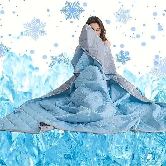 Cooling Comforter Queen Size, Cooling Blanket for Hot Sleepers and Night Sweats, Double-Sided Cool Tech Comforter, All-Season Breathable Lightweight Comforter, Light Blue