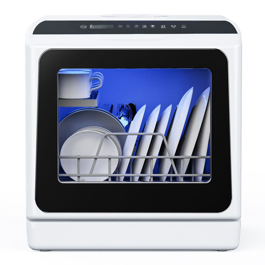 Simzlife 16.8" Countertop Dishwasher with 5 Modes with 4 Place Settings Capacity in Black